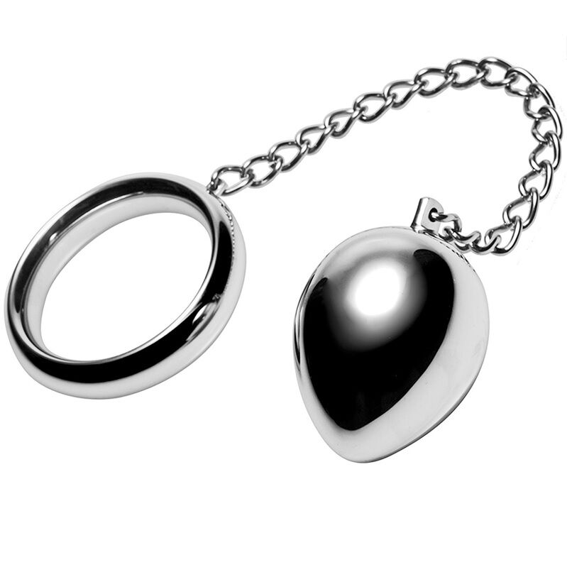 Metal Hard Cock Ring with Chain and Metal Ball - Image 5