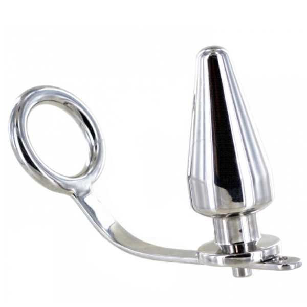 Metal Hard Steel Ring with Anal Plug