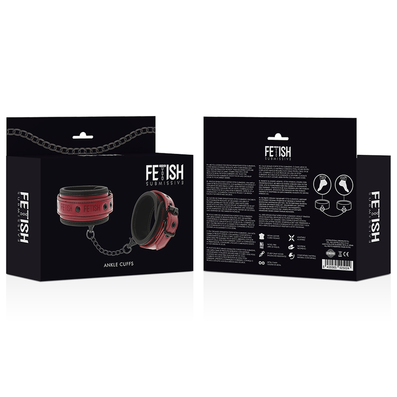 Fetish Submissive Dark Room - Vegan Leather Ankle Handcuffs With Neoprene Lining - Image 8