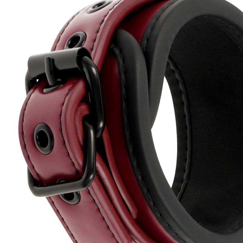 Fetish Submissive Dark Room - Vegan Leather Ankle Handcuffs With Neoprene Lining - Image 5