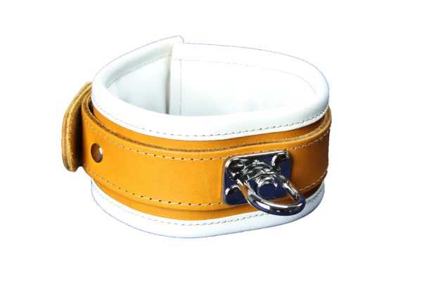 Brown and White Leather Collar with Swivel