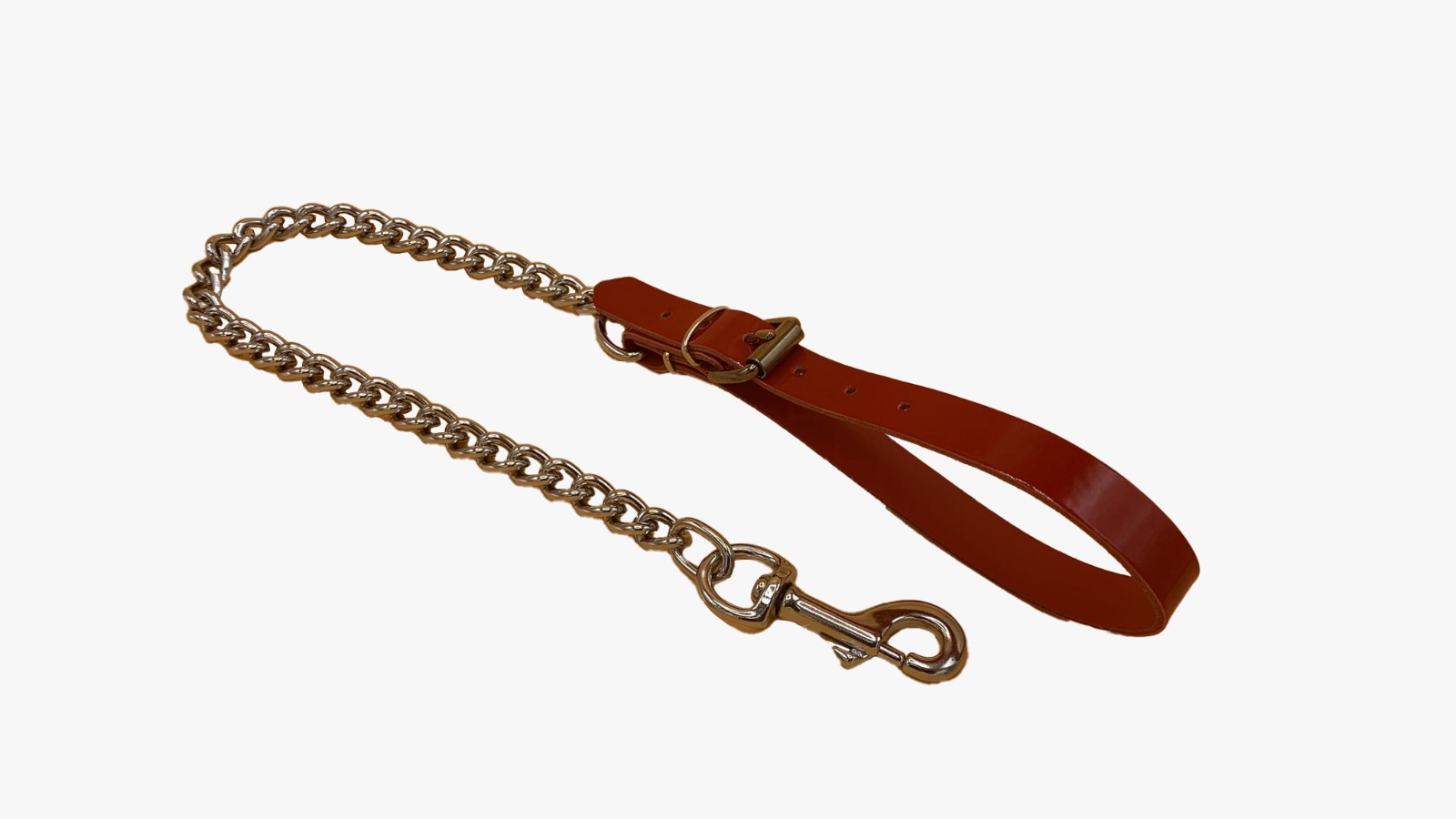 Red Patent-Leather Loop Chain Leash