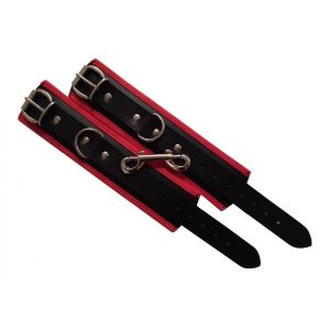 Ankle cuffs inside red imitation suede