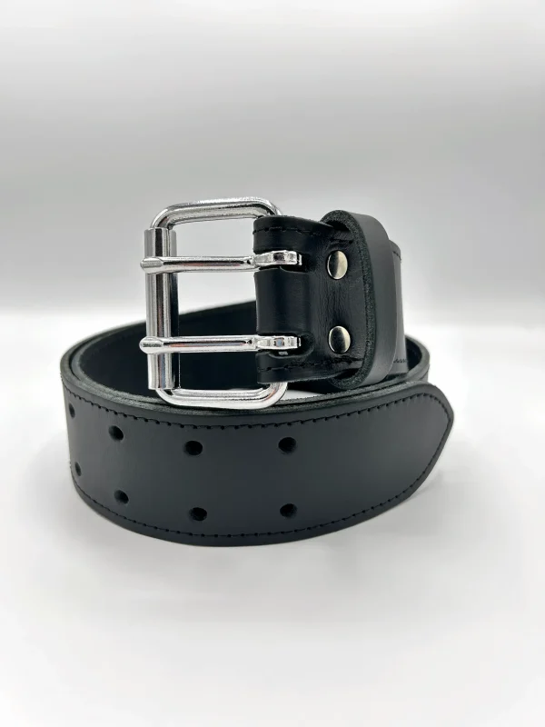 Men's Stitched Double-Prong Leather Belt